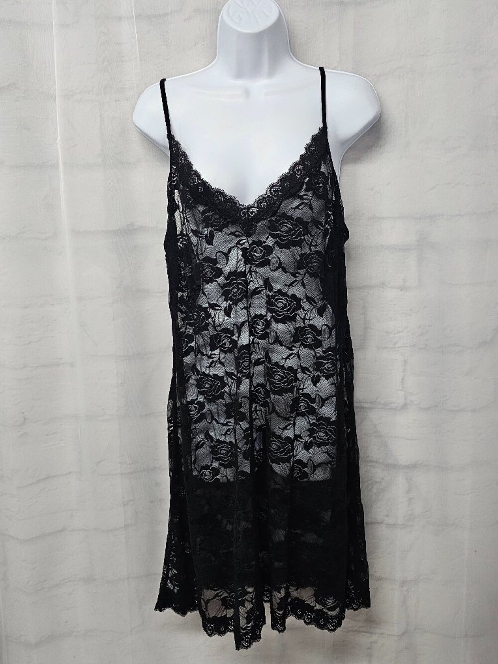 Body Form Nightie Slip Dress Black Lace Floral Goth Whimsigoth 3X